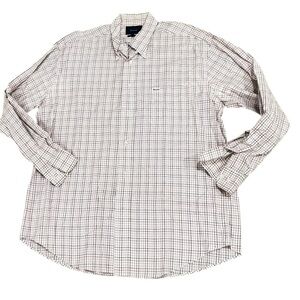 Men’s Faconnable Classique check plaid shirt casual chest pocket France sz large